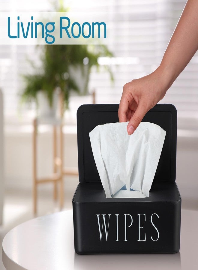 Singhoow 4 Pack Baby Wipes Dispenser Refillable Wipe Holder with Lid Toilet Wipes Container for Bathroom Tissue Paper Storage Box for Home Office (Black) - Image 5
